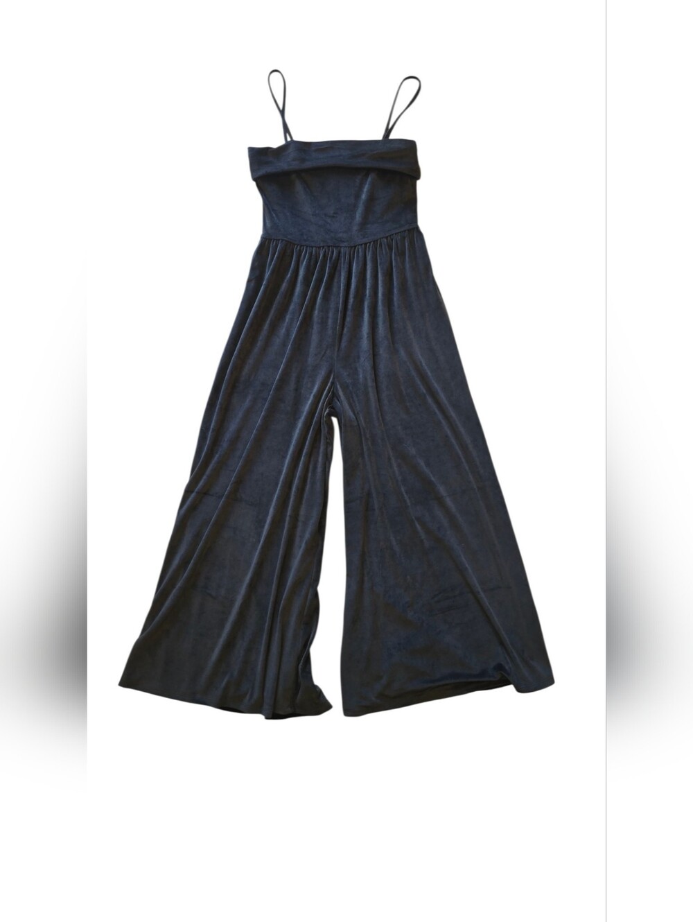 American Eagle black velvet wide leg jumpsuit Size Medium - Picture 2 of 12